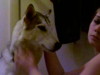 Horny girl kiss dog sex hard